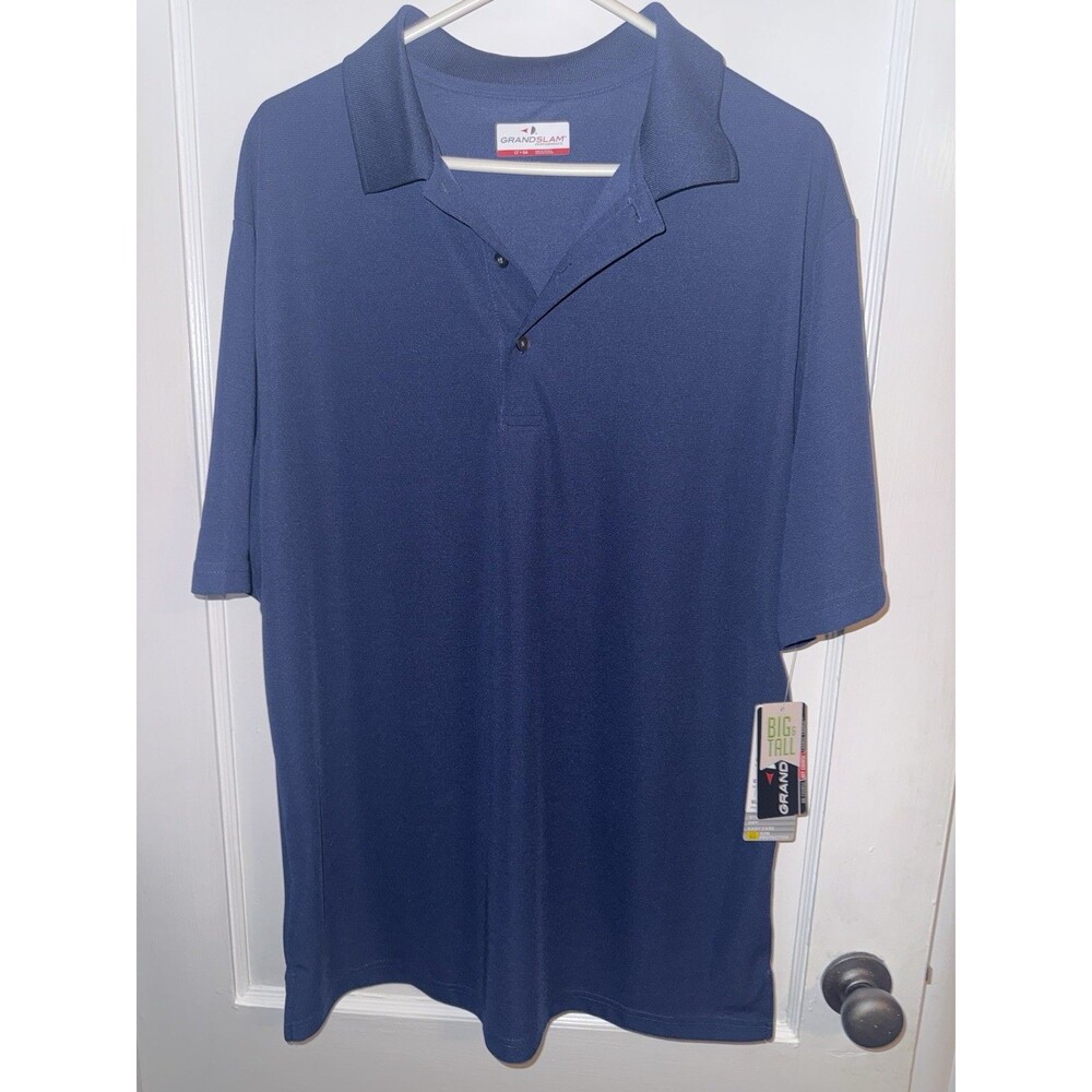Grand Slam Performance Mens LT Navy Blue Short Sleeve Polo Golf Shirt